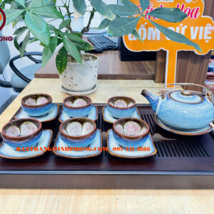 Bộ ấm chén men hỏa biến Bát Tràng