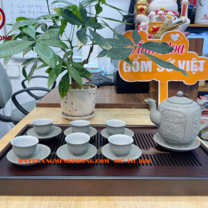 Bộ ấm chén xanh mộc tứ cảnh